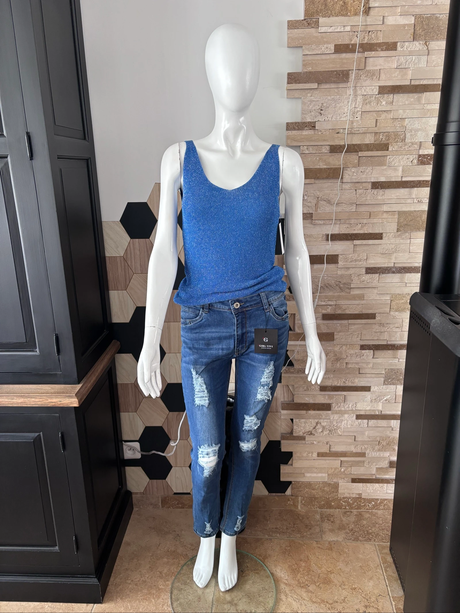 Débardeur lurex pailleté azul – photo 3